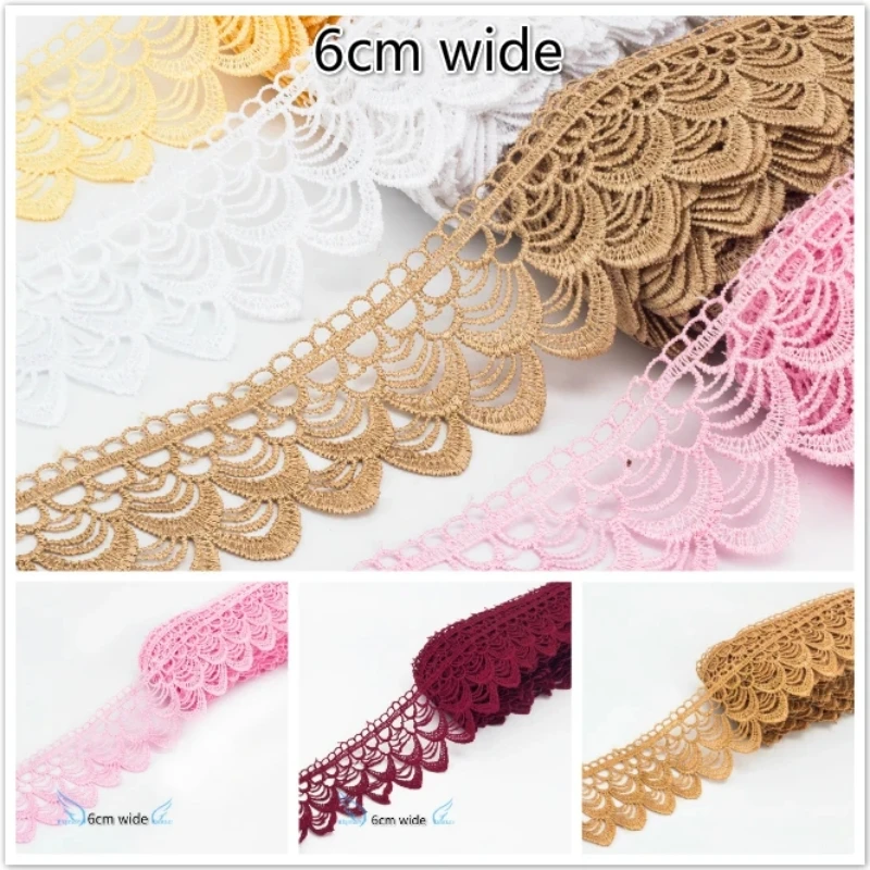 

High Quality Delicate Fish Scale Water Soluble Lace Embroidery Ribbon Clothes Skirt Curtains Trim Hat Scarf Sewing Accessories