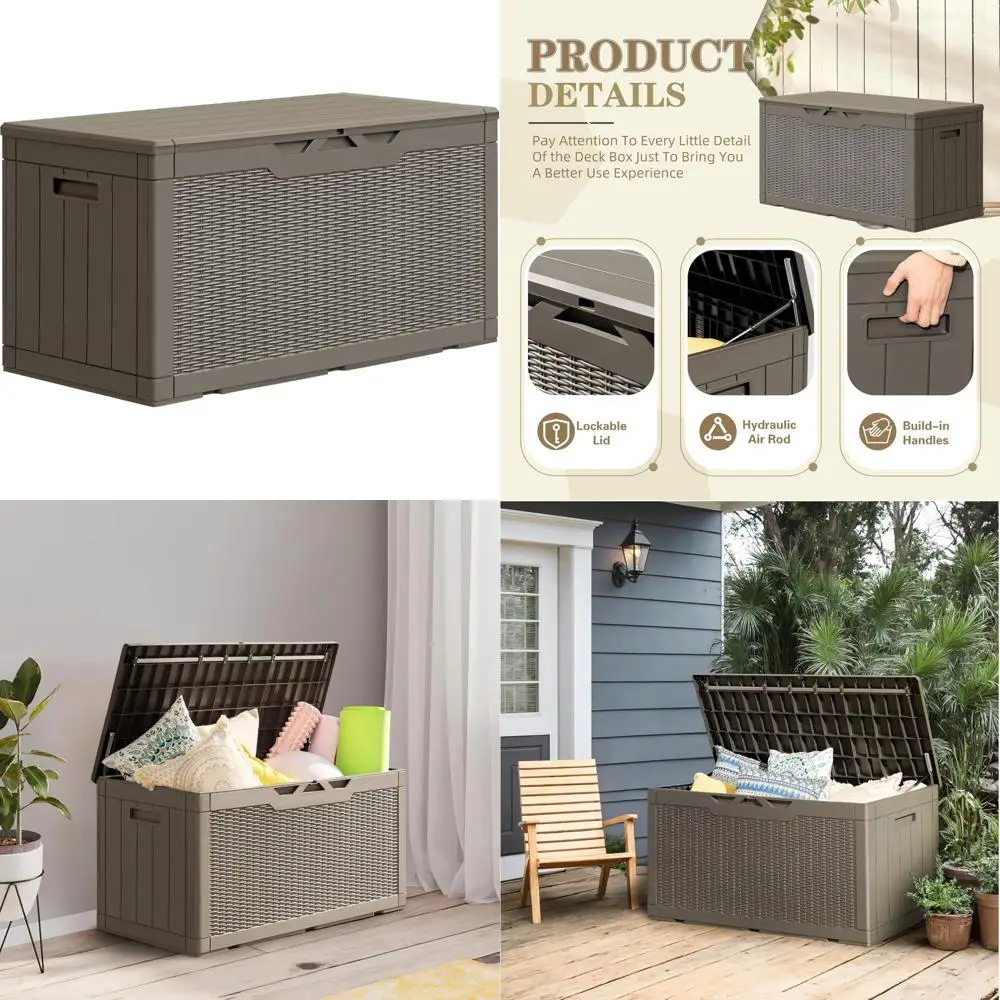 

Large Outdoor Storage Box 100 Gallon Capacity, Weatherproof and UV Resistant, Lockable Container for Patio Furniture