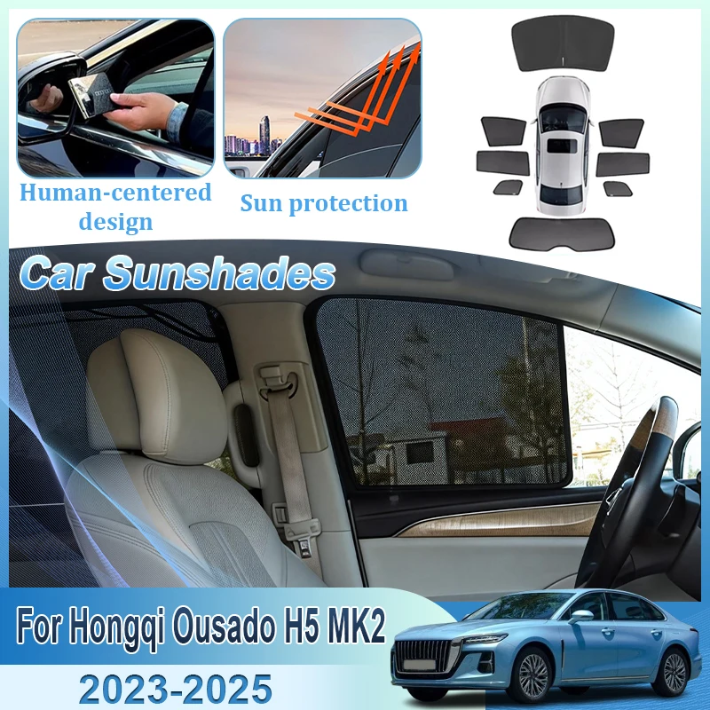 

Sunshade For Hongqi Ousado H5 MK2 2023 2024 2025 Car Mesh Magnetic Sun Visors Window Shades Coverage Curtains Auto Accessories