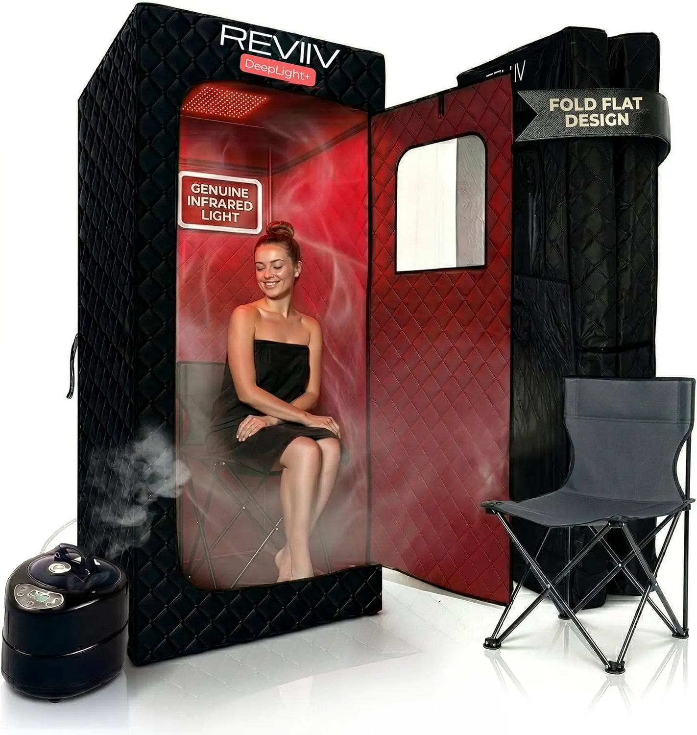 Portable Sauna Box in Deeplight Red - Compact Home Spa for Relaxation & Detox