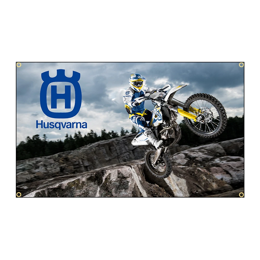 90x150cm 3X5FT H-Husqvarnas Flag Motorcycle Racing Car Polyester Printed Banner for  Decoration With Brass Grommets