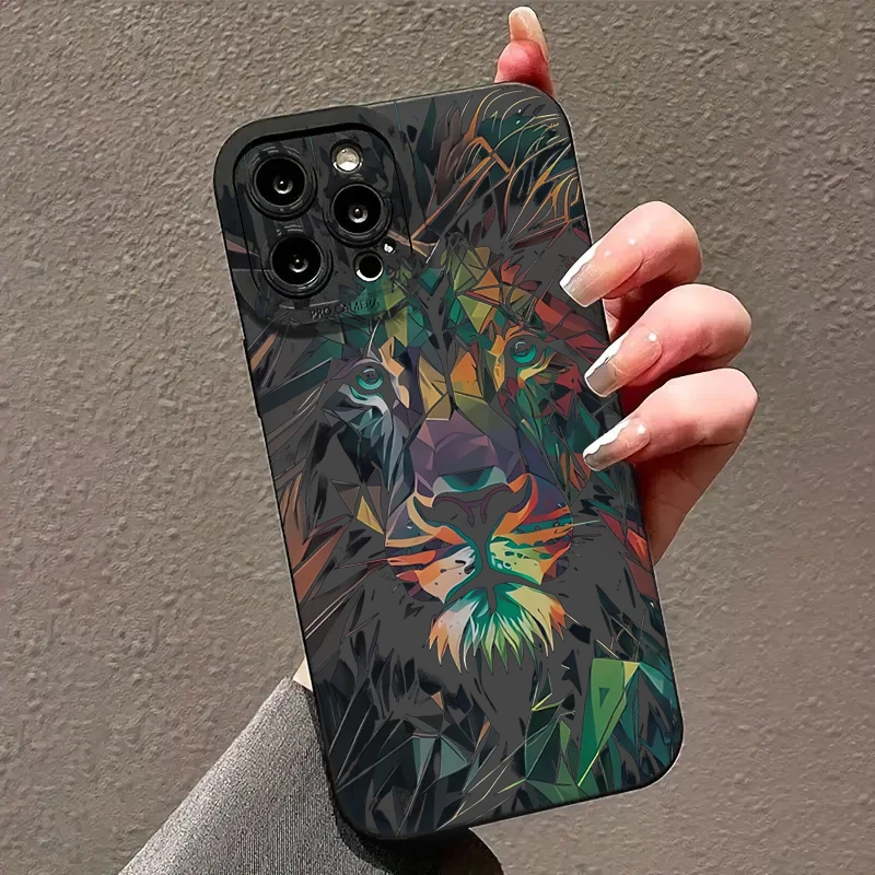 Colorful Lion Pattern Phone Case For iPhone 15 Cases iPhone 14 13 12 11 Pro Max XS X XR 7 8 14 Plus 15 Shockproof Silicone Cover