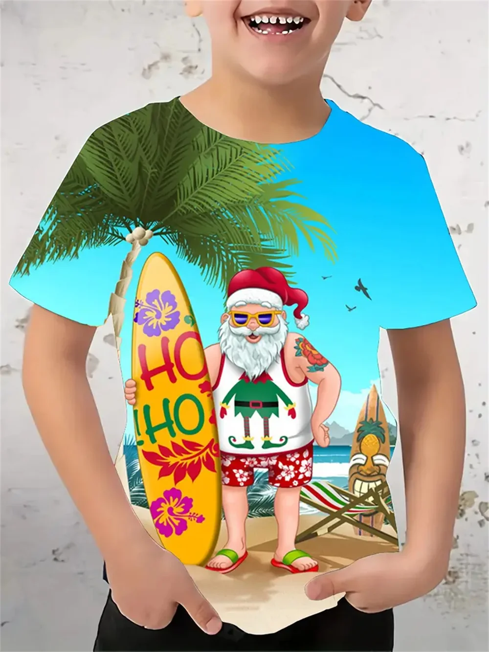 

2025 Christmas Santa Claus 3d Printed Casual Children's Clothing Top Tee Boys Girls T-Shirts Clothing New Year T-Shirts