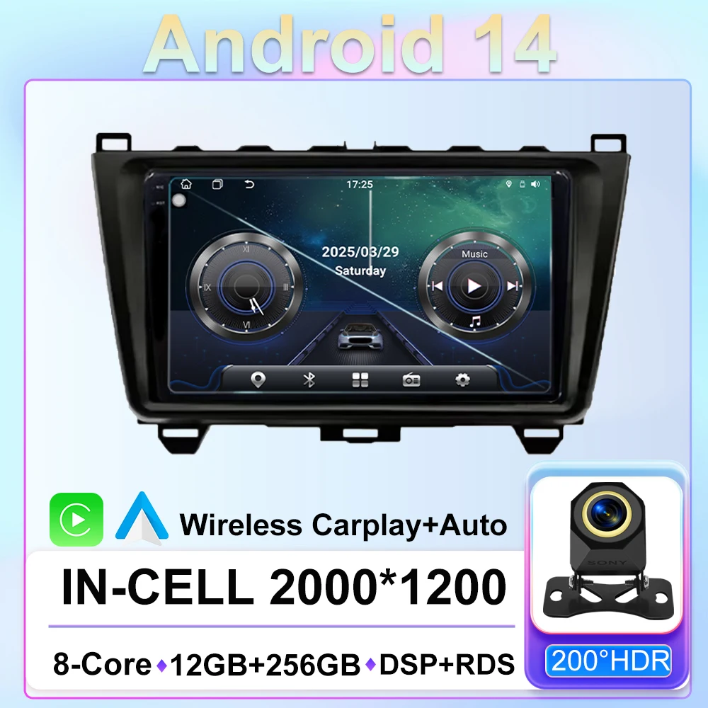 

Android 14 Car Radio Stereo Head Unit for Mazda 6 2 GH 2007 - 2012 Auto GPS Navigation Player Multimedia Carplay 4G WIFI 2 diN