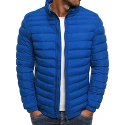 2025 Winter New Thick Men Warm Casual Men's Outwear Coats Solid Stand Collar Male Windbreak Cotton Padded Down Jacket