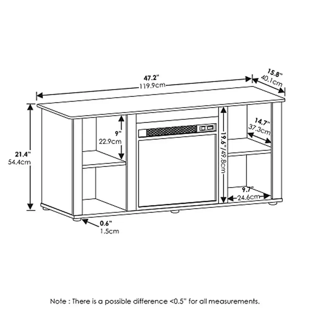 Wood Entertainment Center Stand Fireplace TV 55 Inch Americano Electric Heater 60 lbs Capacity 400sq ft Adjustable Display Heat