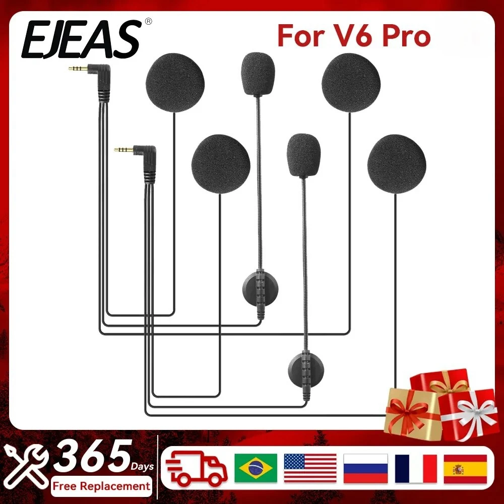 

EJEAS Motorcycle Intercom Accessories 3.5mm Jack Microphone Speaker Headset For V6 Pro V7 Intercomunicador Moto