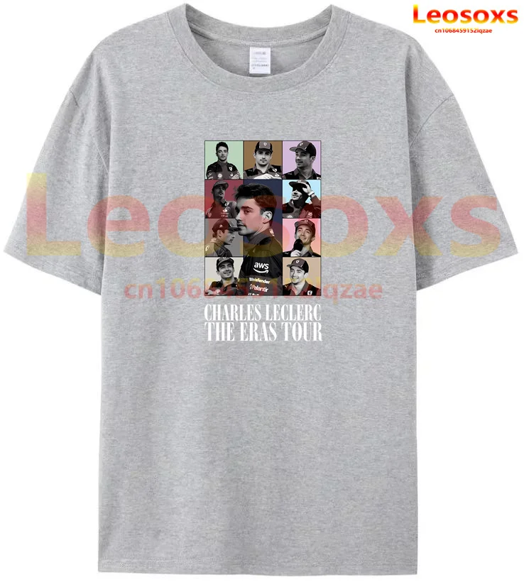 

[TEW] 2024 F1 Race No. 16 Charles Leclerc Leosoxs T-shirt Men's 100% Cotton Casual Breathable Women's Short Sleeve