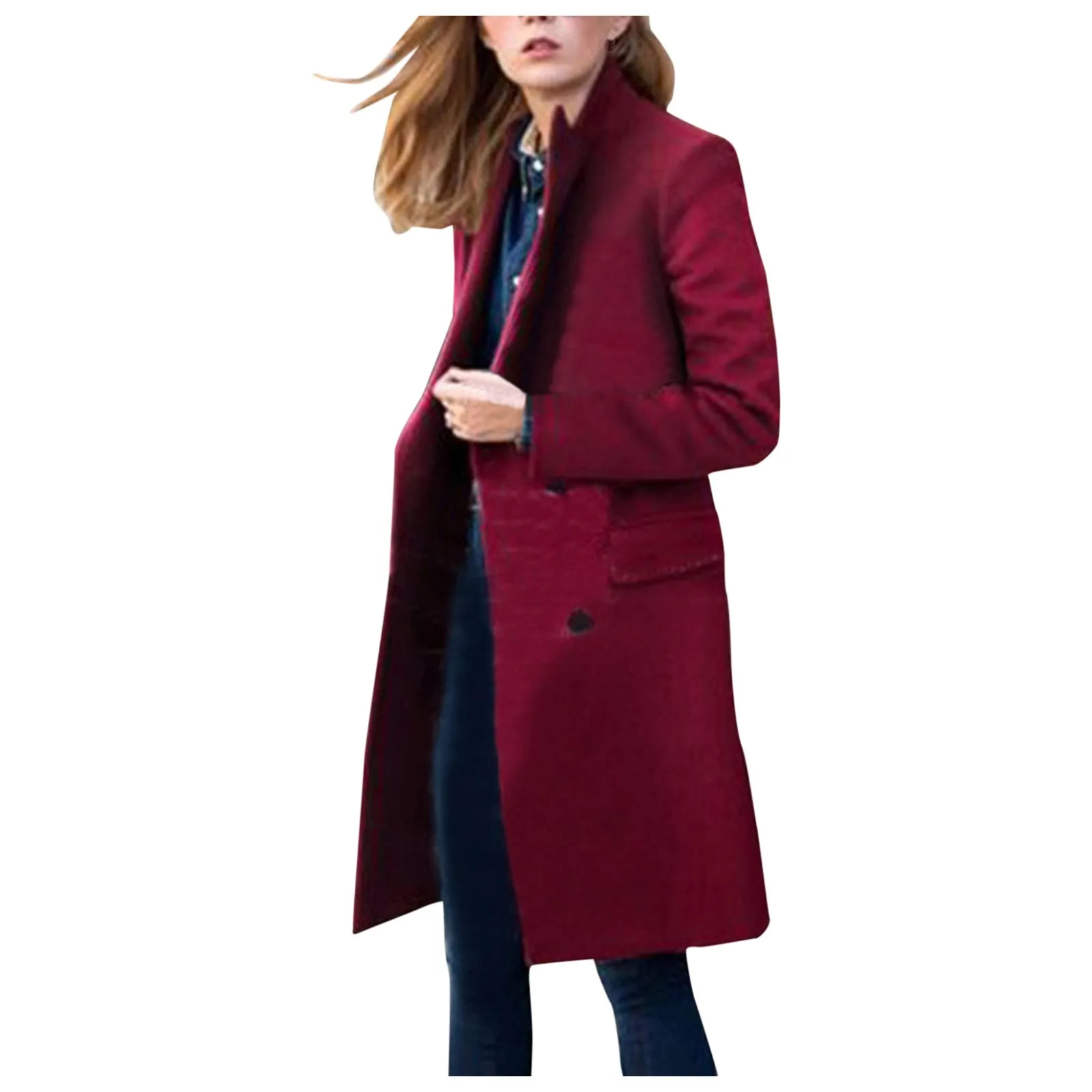 Streetwear elegante cappotto di lana donna soprabito abbigliamento da ufficio colletto rovesciato inverno addensare caldo giacche di media lunghezza