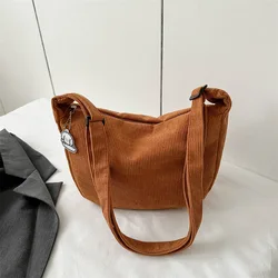 ISKYBOB Large Capacity Corduroy Crossbody Bags Fashion Women Men  Shoulder Messenger Bag Solid Color Purse Handbag Totes 2024