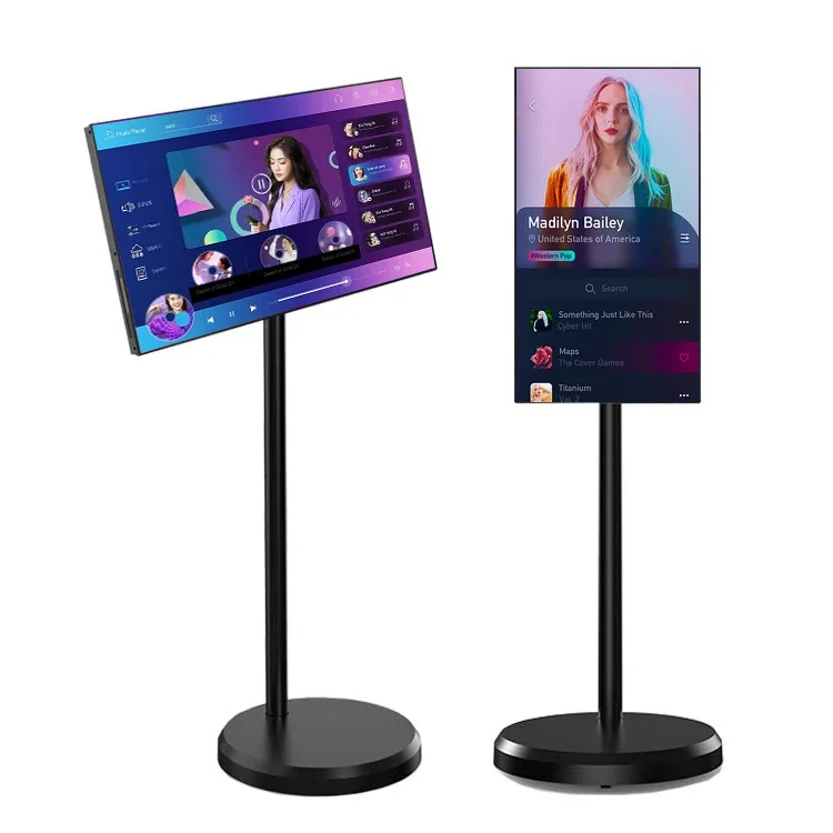 

21.5 Inch Display Lcd Touch Screen Indoor Android 12 Advertising Digital Signage Portable Mobile Floor Standing Smart TV