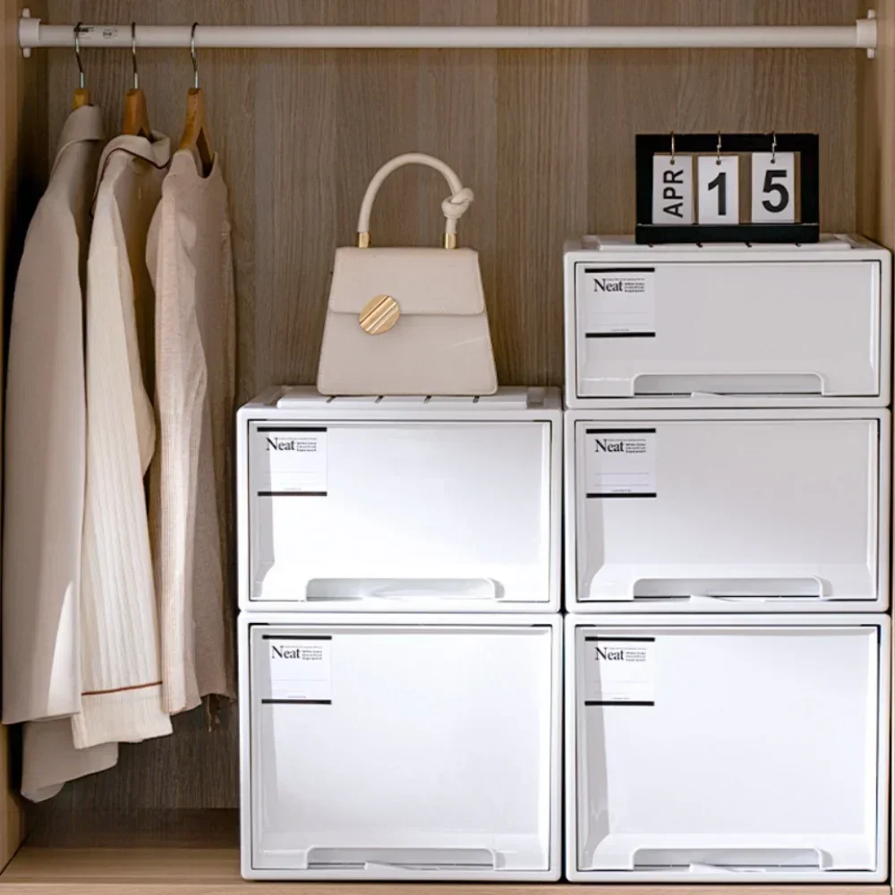 

v Clothes Drawer Storage Box Wardrobe Stackable Container Household Sundries Toy Organize Boxes Thickened Closet Bedside Cupboar