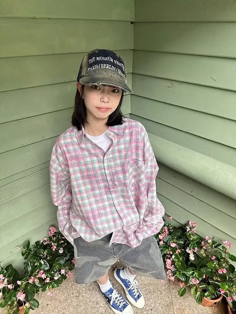 Women's Elegant Blouse Cotton Plaid Shirts Jackets Middle-aged Fashion Women's Clothing 2024 Sales Couples Shirts and Blouses