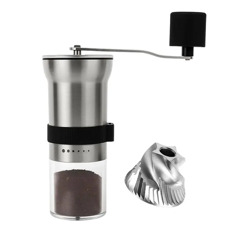 

Ручная кофемолка IALJ с жерновами из нержавеющей стали, емкость 1,12 унции, для эспрессо, капельного заваривания, холодного заваривания