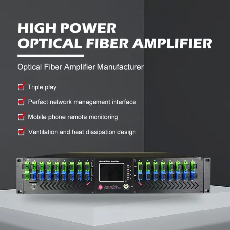 1550 nm EDFA 16/32*23db Salida + WDM (multiplexión de división de longitud de onda óptica) Amplificador de fibra óptica entre erbio CATV FTTH