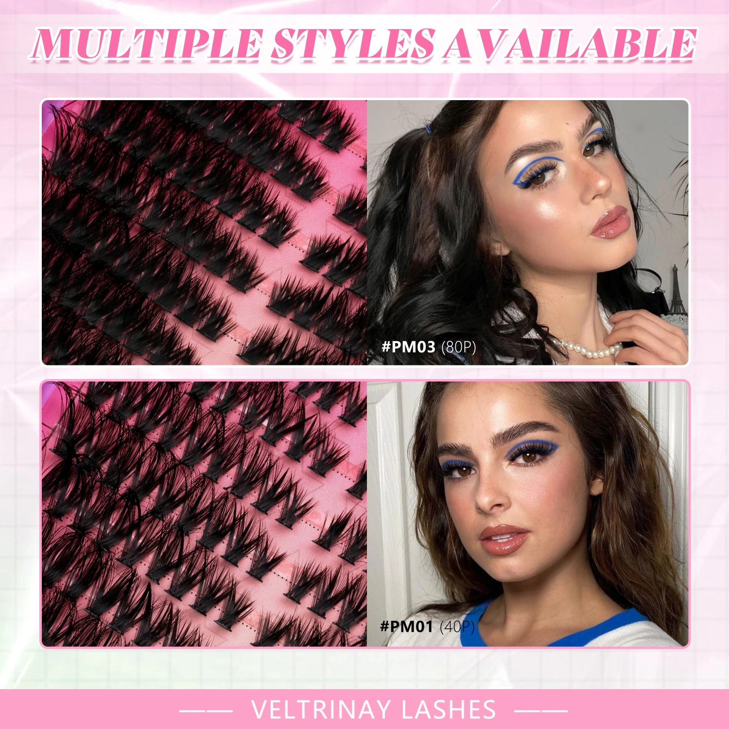 مجموعة أدوات رموش Veltrinay مجموعة رموش ذاتية الصنع ملحقات رموش طبيعية وغير جهد للمبتدئين سهلة الاستخدام للمكياج