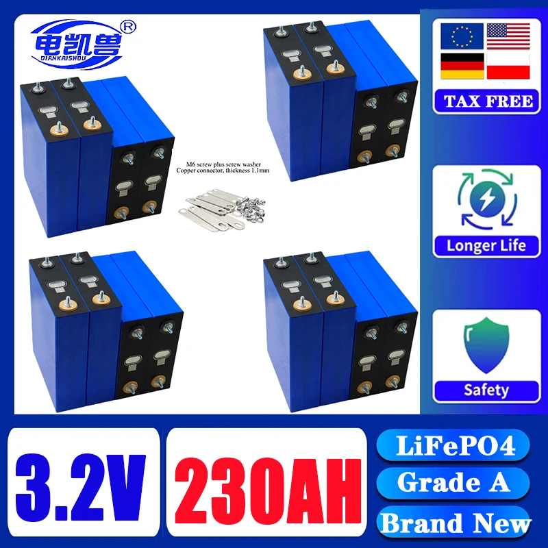 

Brand New 3.2V 230Ah lifepo4 12V 24V Rechargeable Battery DIY 12V 24V 48V Canopy Ship Outdoor Camping Vehicle Solar System