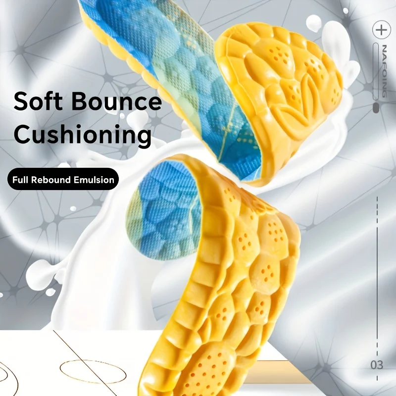 แผ่นรองรองเท้ากีฬาที่มีความยืดหยุ่นสูง 2 คู่ที่มีสไตล์ที่แตกต่างกัน - ไม่มีอาการเมื่อยล้าเท้าระหว่างการวิ่งกลางแจ้ง ดูดซับแรงกระแทก นุ่ม