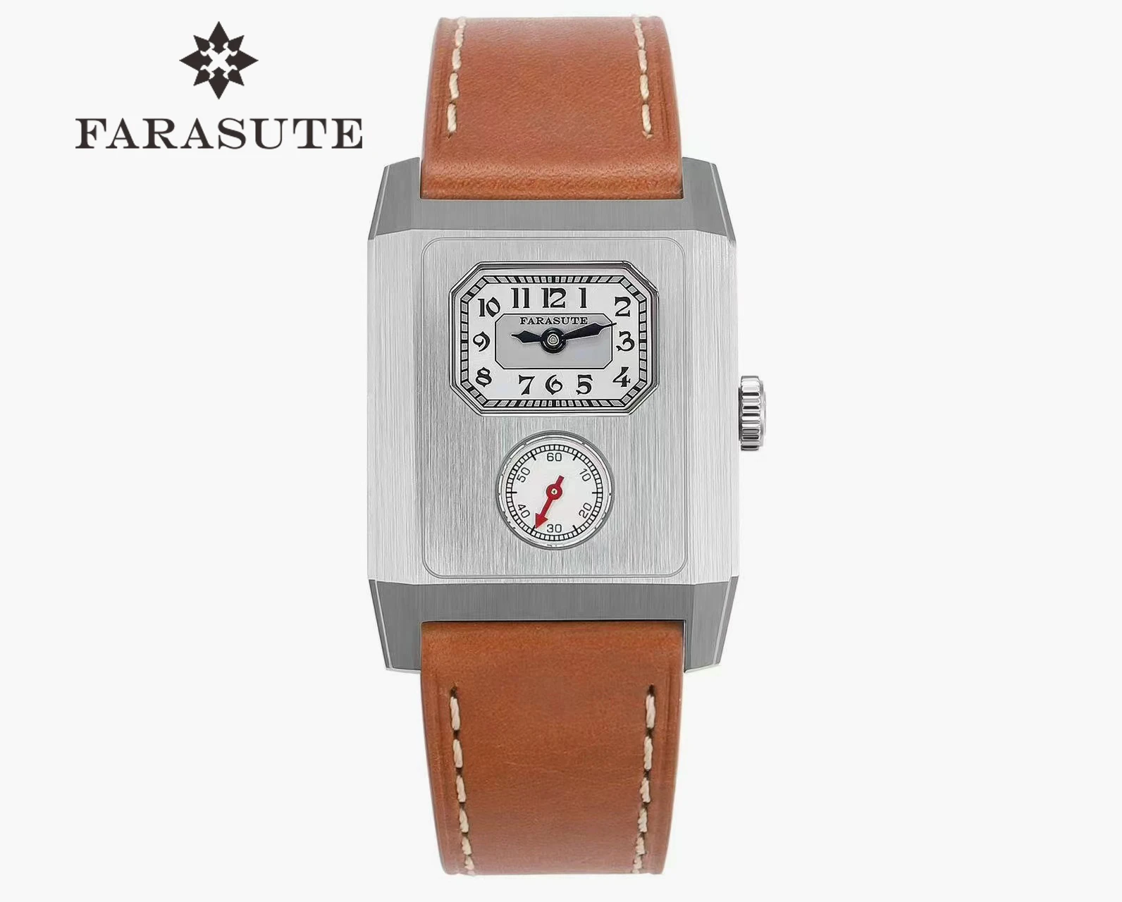 FARASUTE 2024 Original Series Square Men\'s Automatic Mechanical Watch Small Second Hand Silver Dial Pilot Mechanical Men\'s Watch