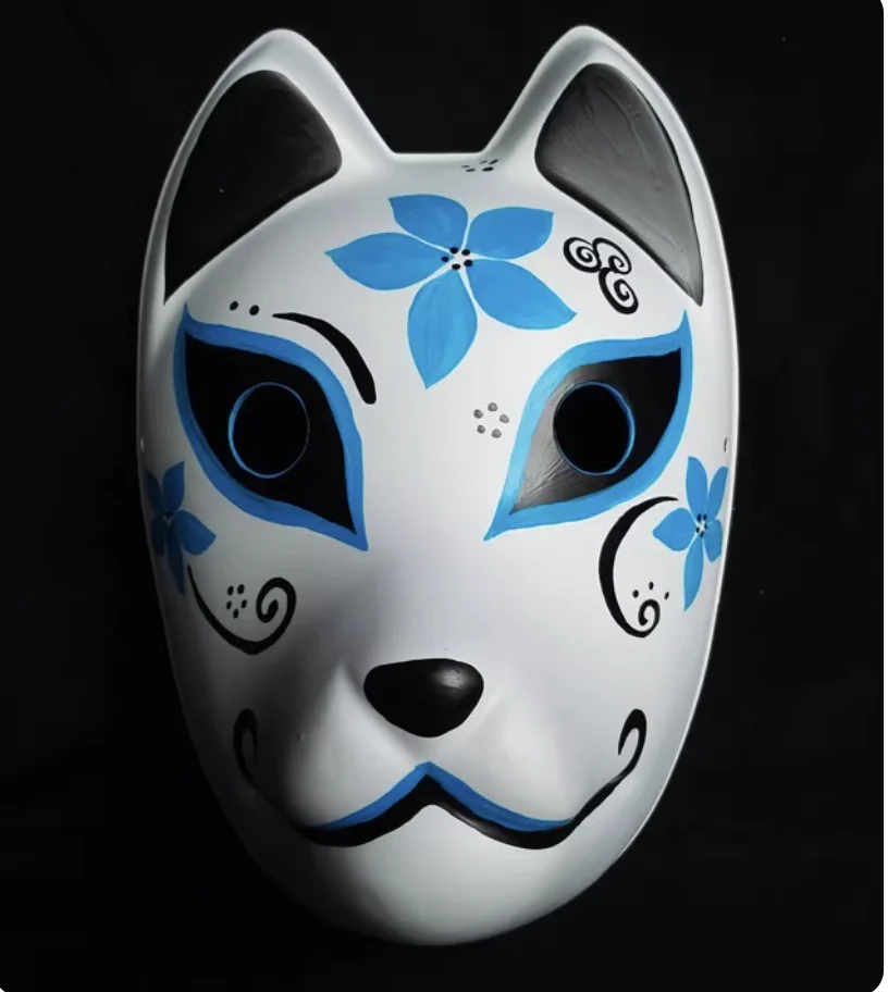 Japanese Kitsune Shippuden Hatake Kakashi Fox Mask Cosplay Props for Halloween Carnival Masquerade Noh Kyogen Kabuki Performance view 4