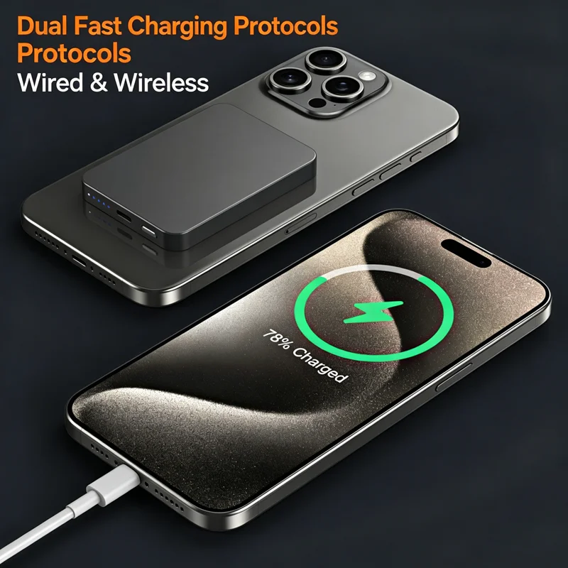 Magnetic Powerbank For iphone Samsung Mini Slim External Auxiliary Spare Battery for MagSafe Power Bank Wireless Charger