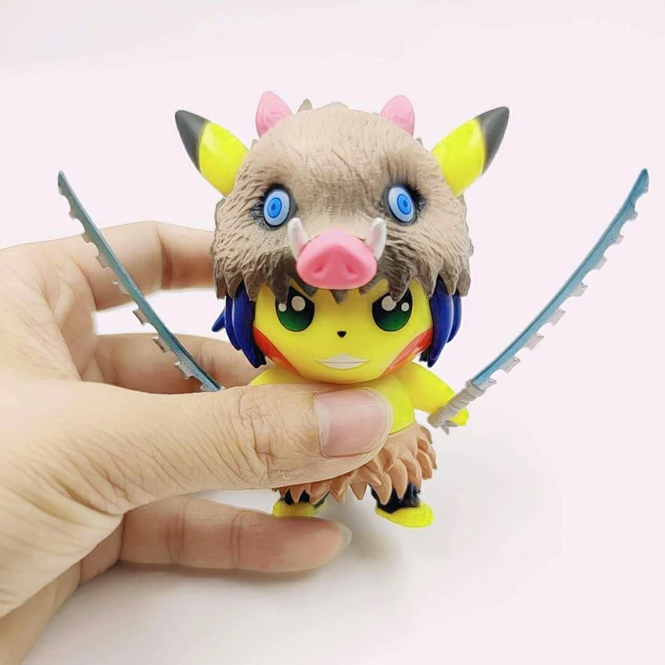 1-4 قطعة شخصيات كرتونية البوكيمون بيكاتشو تأثيري شيطان القاتل Tanjirou Nezuko Zenitsu Inosuke البلاستيكية جمع الاطفال عيد ميلاد اللعب هدية