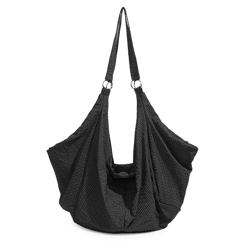 

Women's Plaid Crossbody Bag - Lightweight Nylon Dumpling-Shape, Large-Capacity Minimalist Design for Casual Shoulder Carry