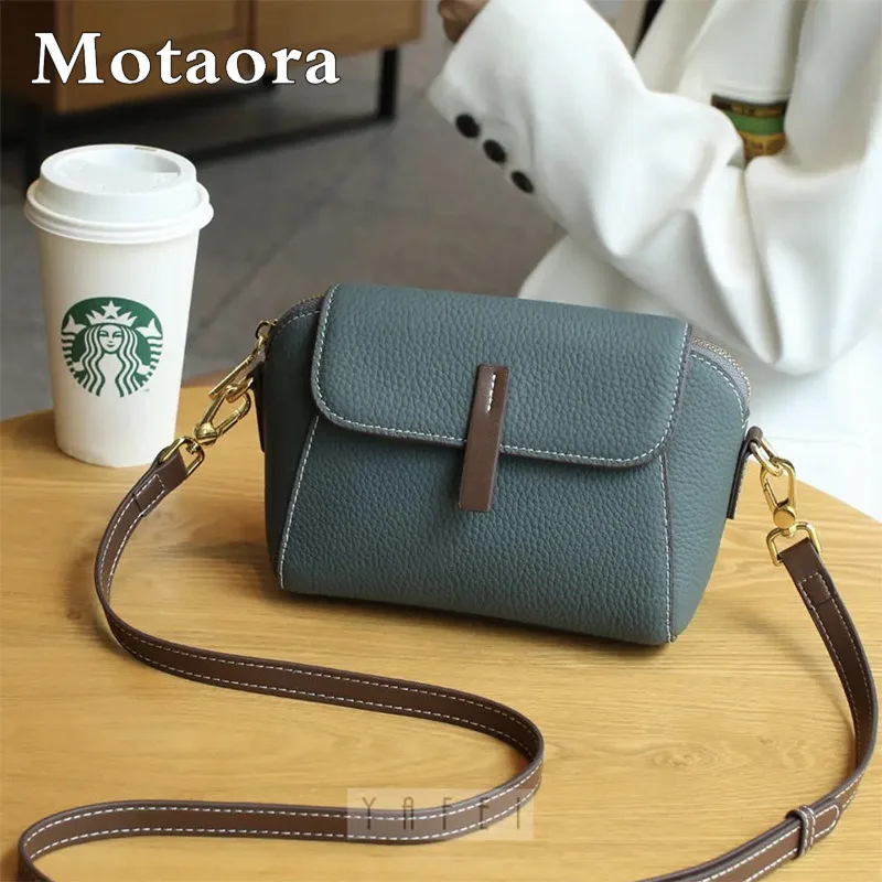MOTAORA, bolso cruzado de cuero genuino de lujo para mujer, bolso de hombro pequeño suave, elegante bolso de concha de mensajero femenino de Color sólido