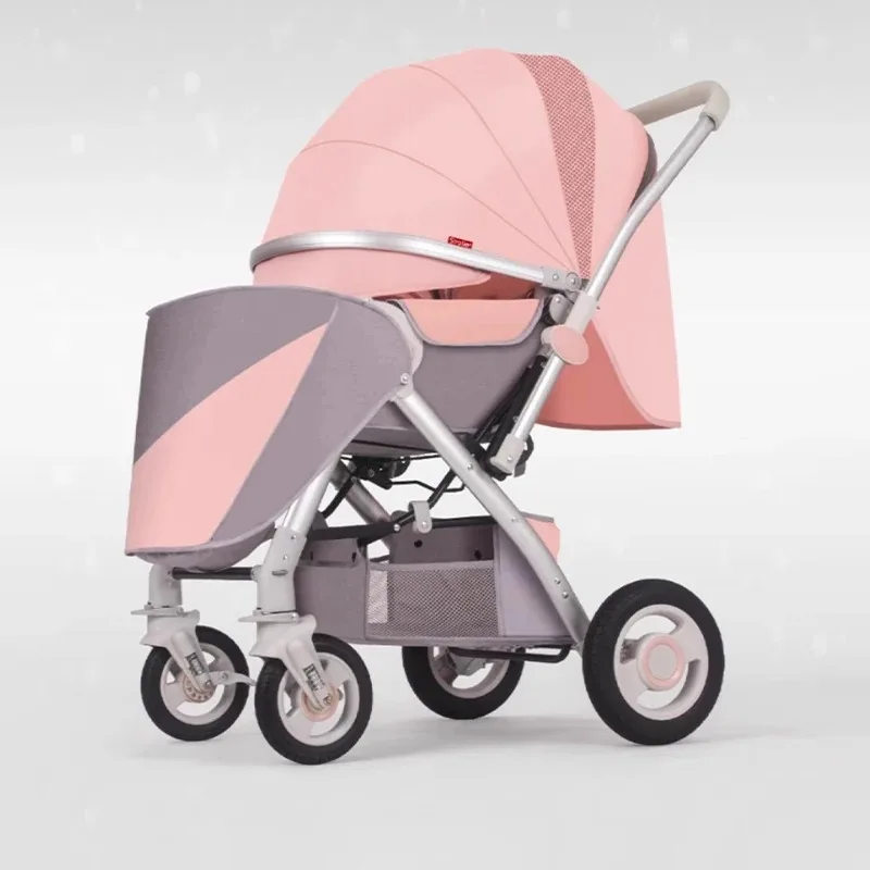 

Baby Stroller High Landscape Reversible Seat Lightweight Foldable Newborn Carriage Sit and Lie Reclining Travel System
