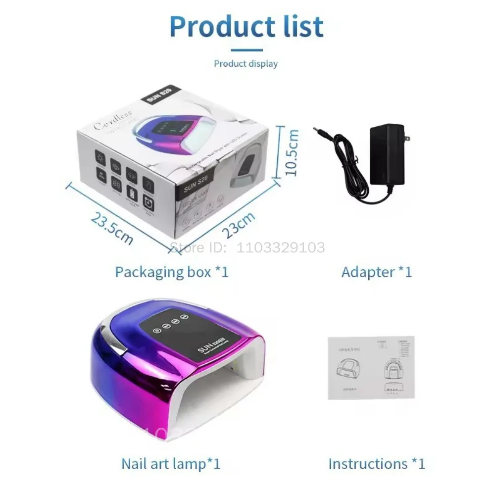 200W 48LEDs Oplaadbare UV LED Lamp voor Nagels Professionele Draadloze Nagel Curing Lamp voor Drogen Gel Polish manicure Gereedschap