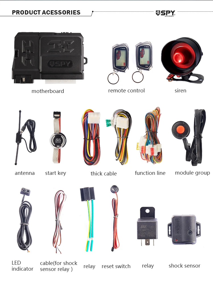 

SPY Auto Start System for Cars Remote Control with Anti-Hijacking Alarm One Way Frequency App Control Immobilizer Engine Start