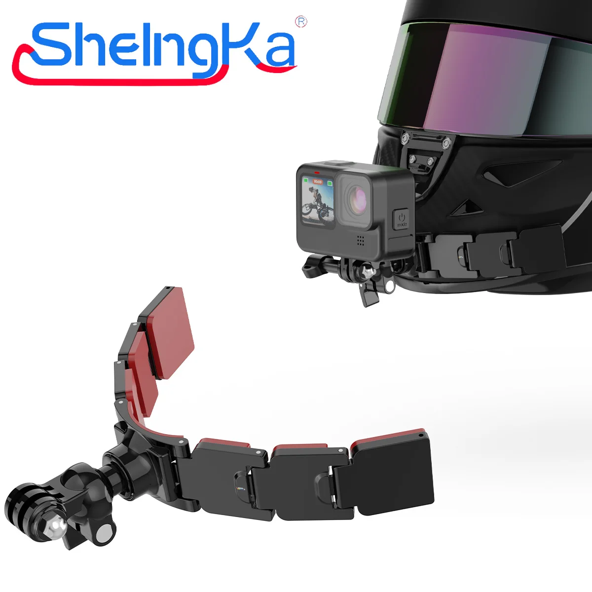 Supporto A Clip Per Mento Da Casco Moto – Compatibile Con GoPro, Xiaomi Yi, SJCAM E Action Cam