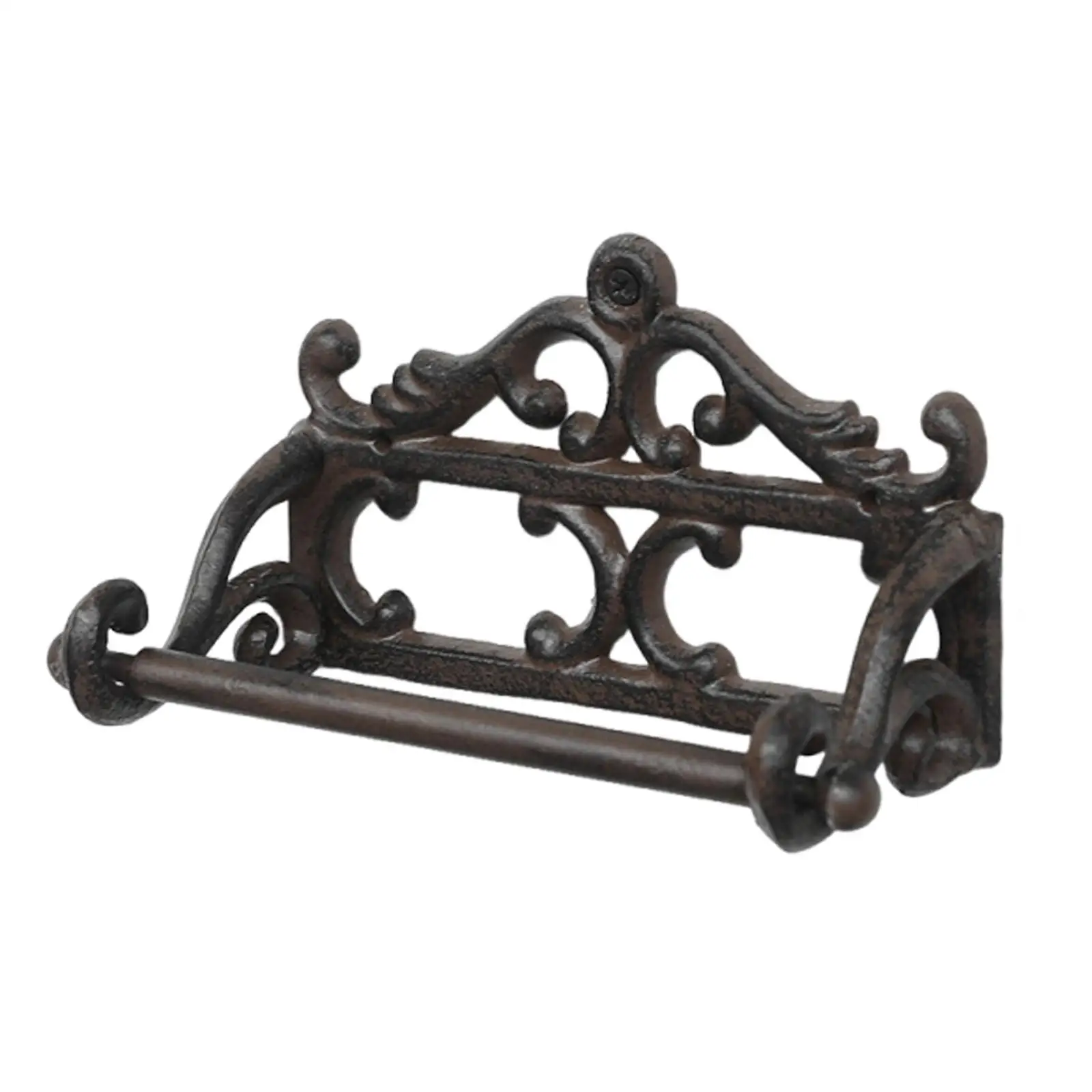 Iron Wall Toilet Paper Holder Retro Tissue Roll Hanger Doubles As Towel Rack Durable for Bathroom Decor