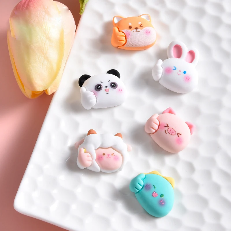 10 Pcs New Kawaii  Cartoon Pig, Rabbit, Dinosaur Series Resin Scrapbook Diy Jewellery Hairpin Decorate Accessories