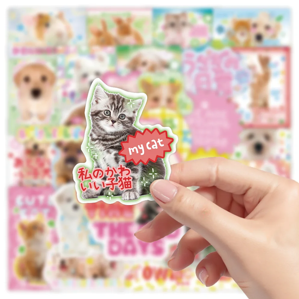 40pcs Retro Cute Cartoon Scrapbook Sticker Kawaii Puppy Kitten Bunny Journal Sticker DIY Decor Stationery Phone Shell Sticker