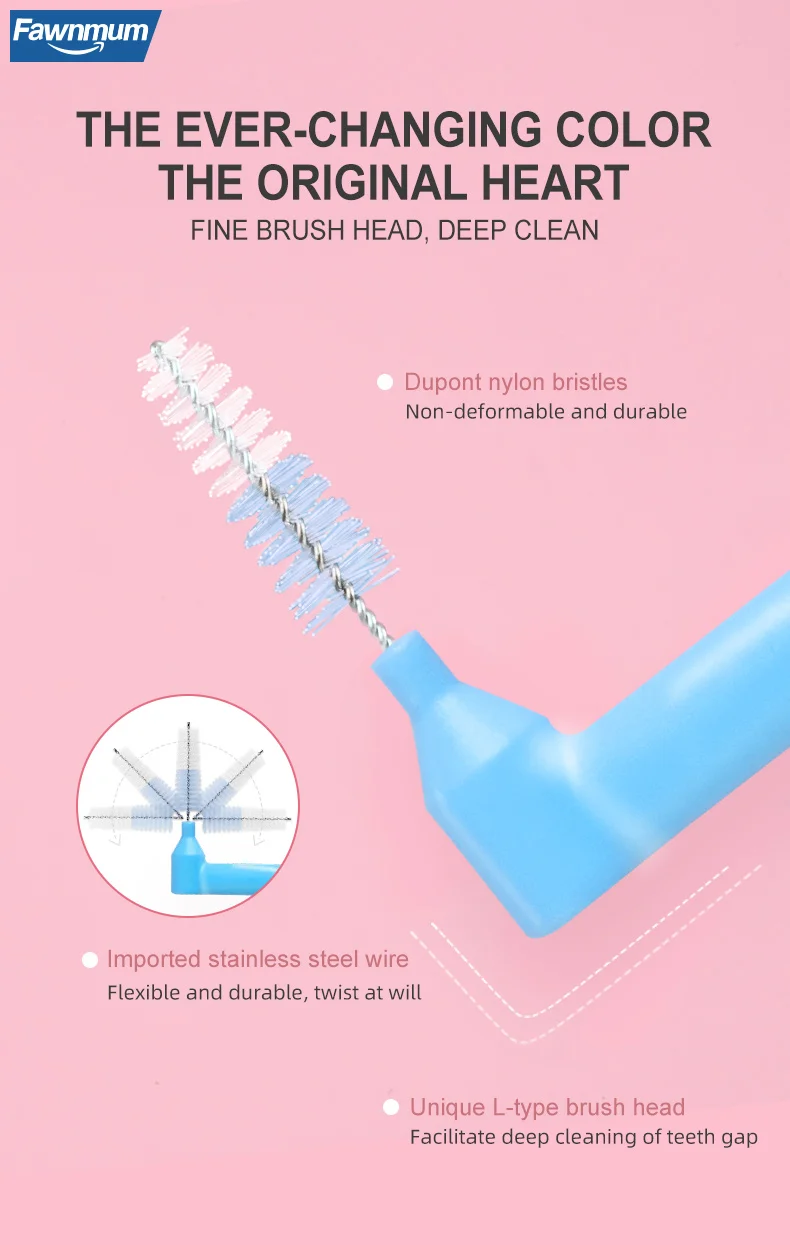 10 PCS L-Shape Interdental Brush Wire Orthodontic Interdental Brush Orthodontic Toothbrush Soft Bristle Oral Care