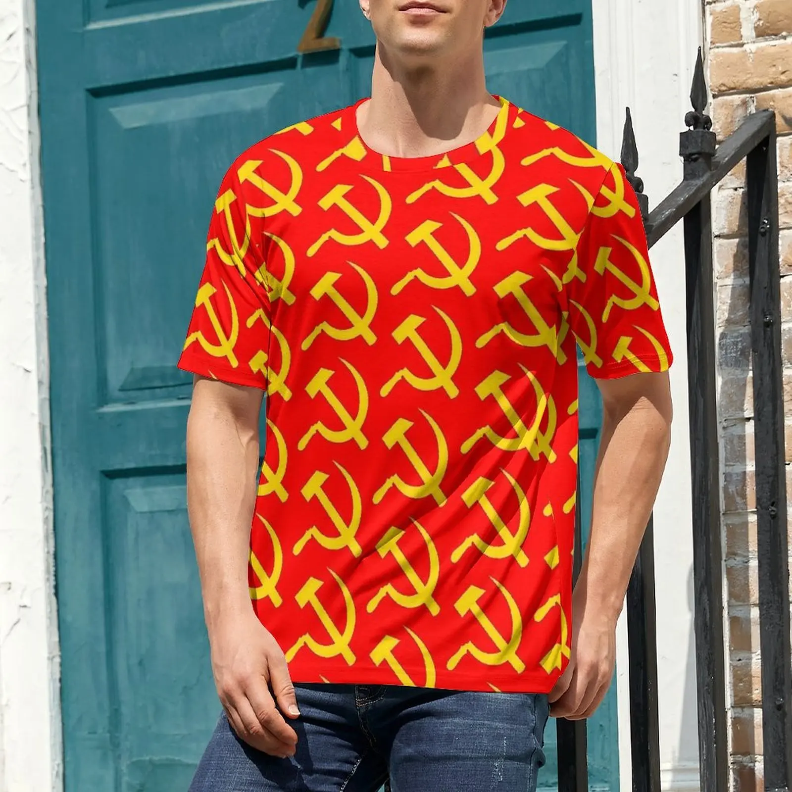 Male CCCT Hammer And Sickle T Shirt  Vintage T-Shirts Short Sleeve Graphic Tops Cheap Summer Streetwear Oversized Top Tees