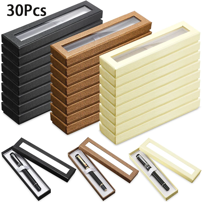 

30Pcs Empty Pen Boxes Gift Pen Cases Cardboard Case with Clear Window for Jewelry Pencil Ballpoint Fountain Pen Display Case