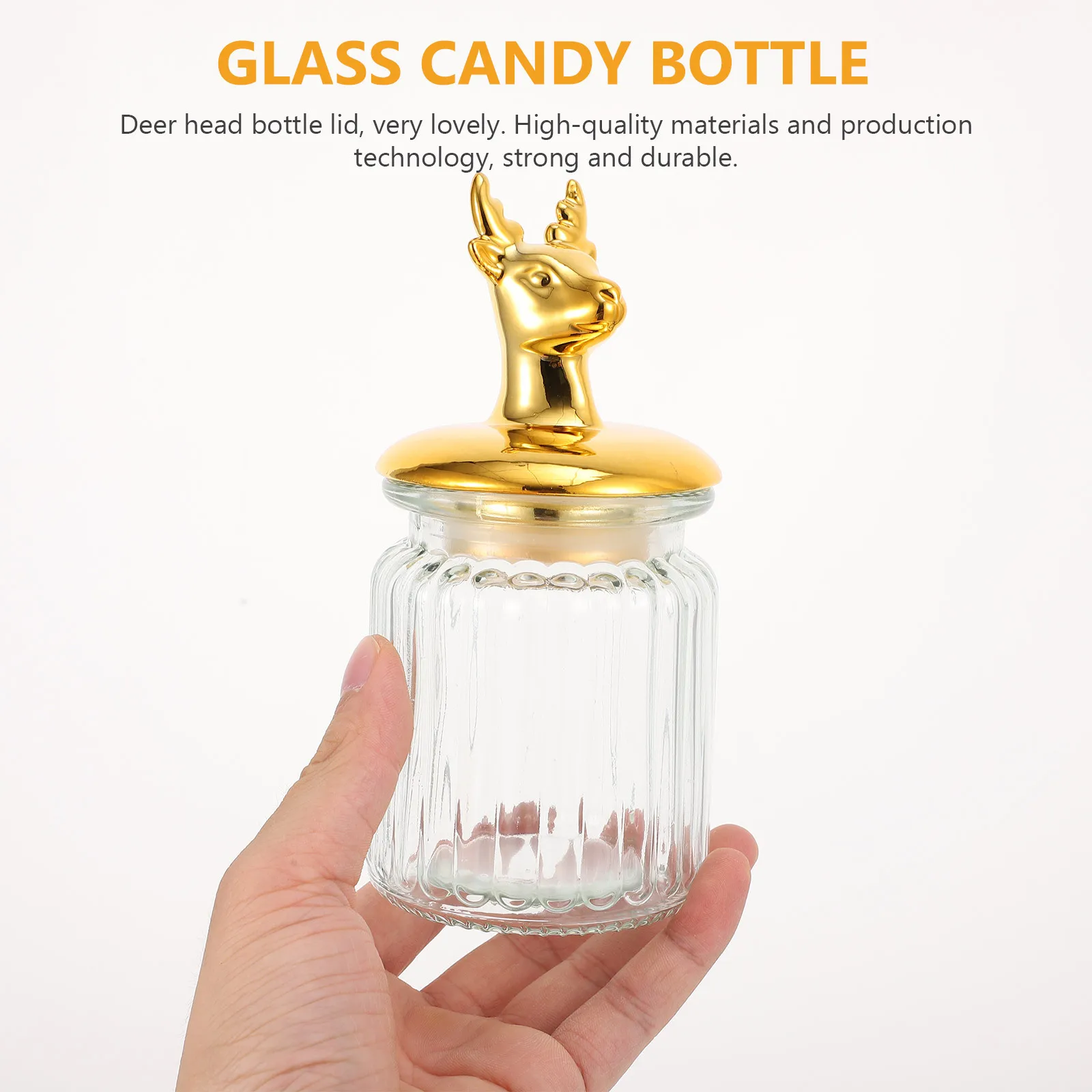 

2Pcs Exquisite Glass Candy Bottles Golden Multi-Functional for Snacks Condiments Home Decor Gifts European-Style
