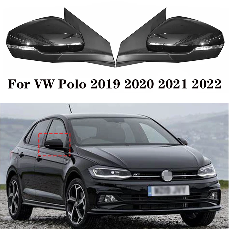 

For VW Polo 2019 2020 2021 2022 Car Left or Right Heated Manual Fold Turn Signal Light Rear Mirror Assembly