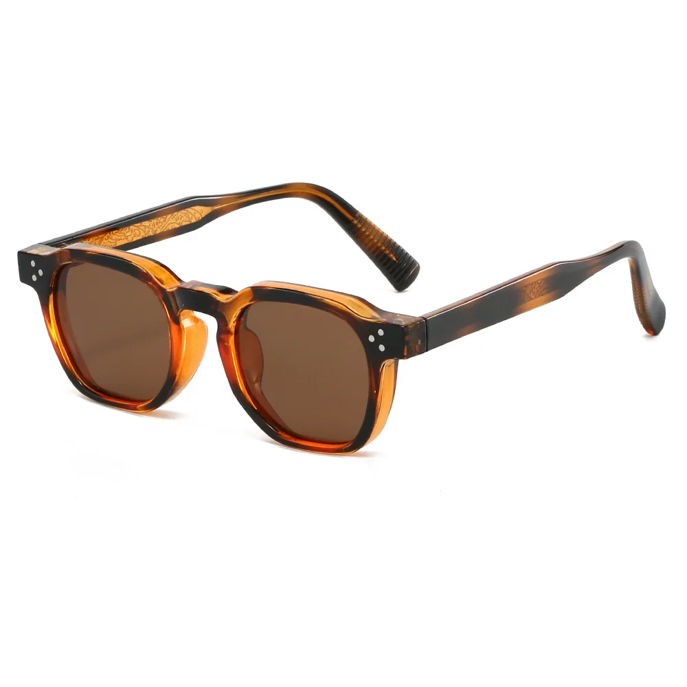 

New Retro Tortoise Shell Square Women Sunglasses Y2K Personalized Brand Contrast Color Frame Design Men Trendy Glasses UV400