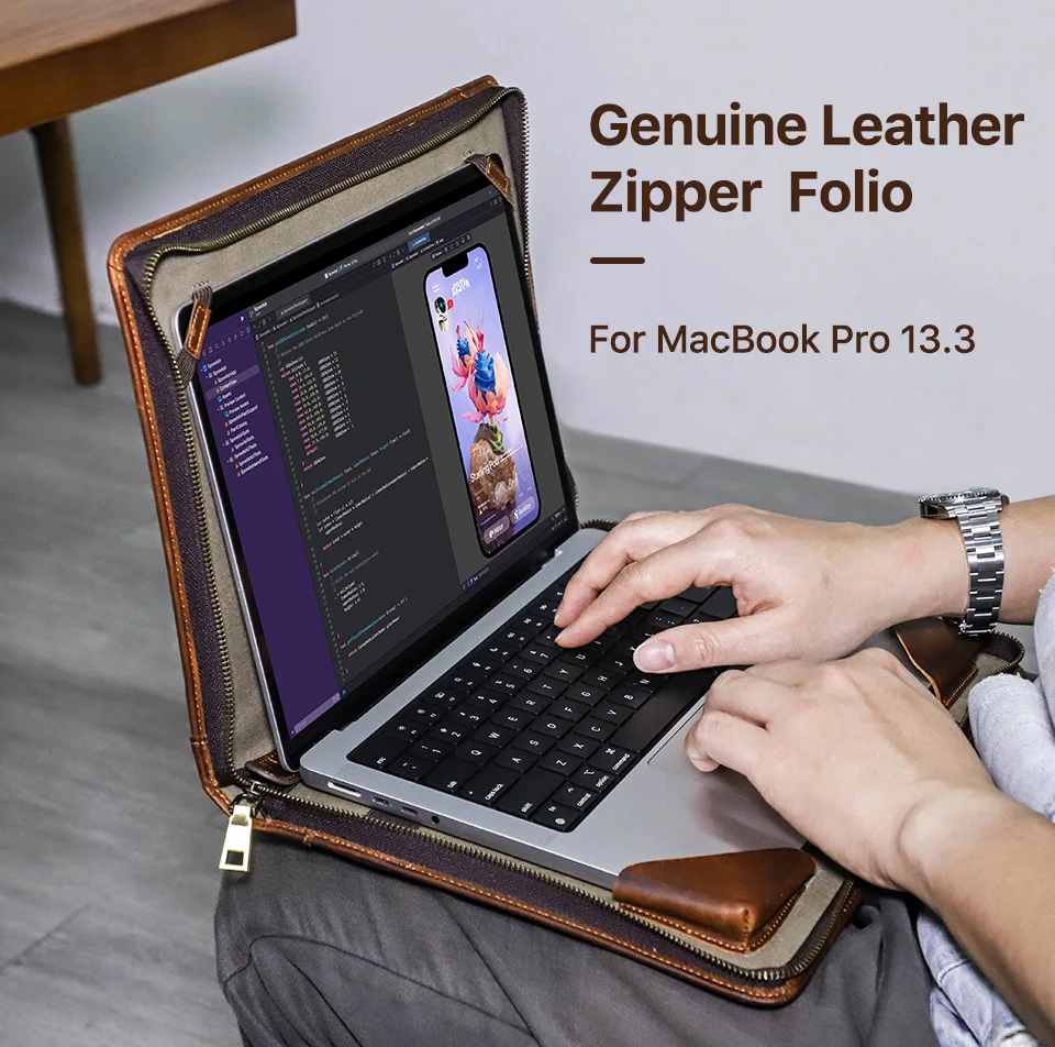 mac book air13.3 computer protection sleeve layer cowhadermulti-pocket file computer storage portable briefcase