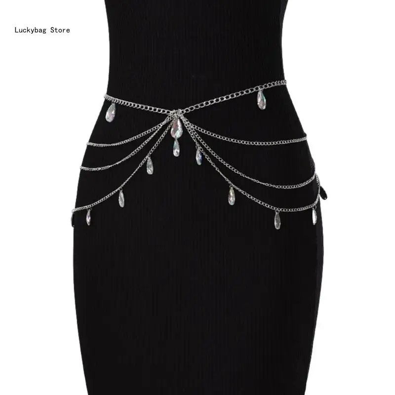 Elegante kristallen taille ketting verstelbare riem voor dames banket clubfeest