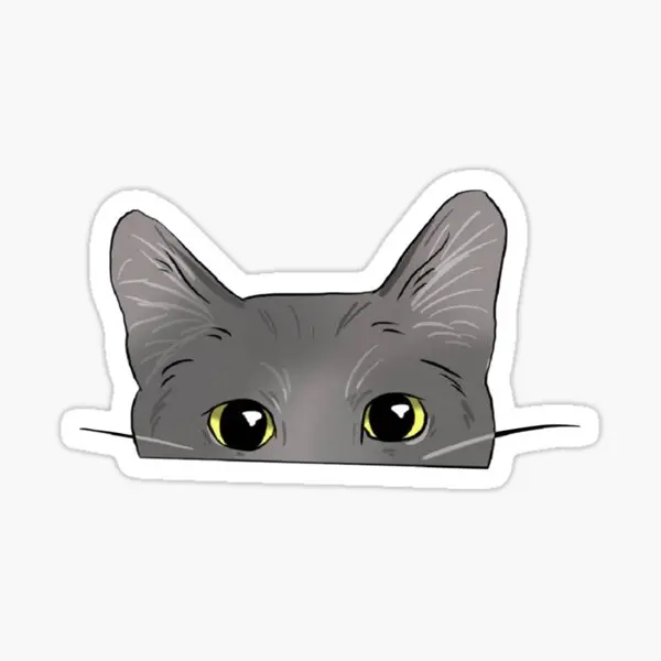 Peeking Cat Sticker | Grey Cat Yellow Eyes Sticker. Good Quality Sticker