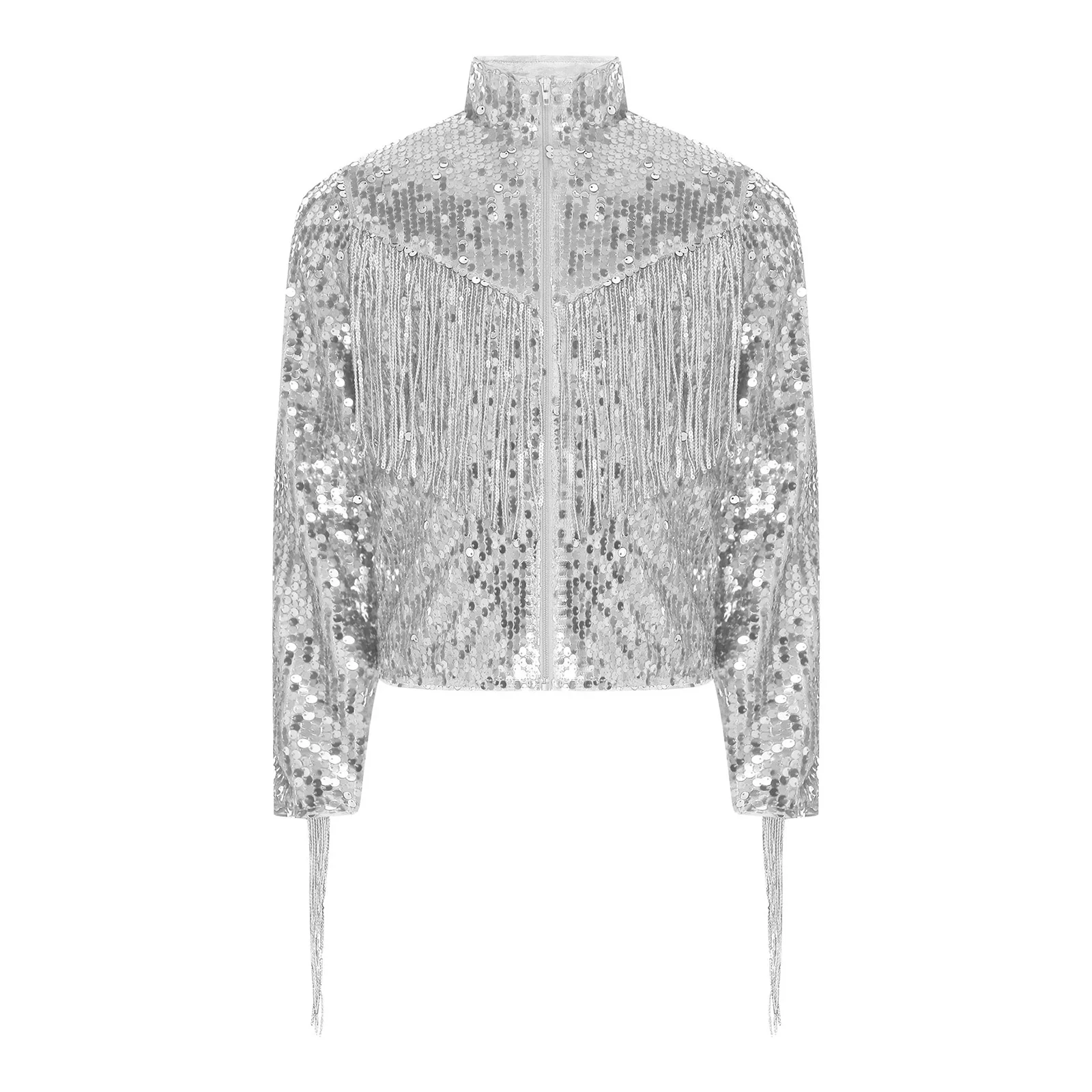 Kids Sequined Hip Hop Jazz Dance Costume Outerwear for Cowboy Party Rave Disco Fashion Boys Jacket Streetwear Tassel Fringe Coat