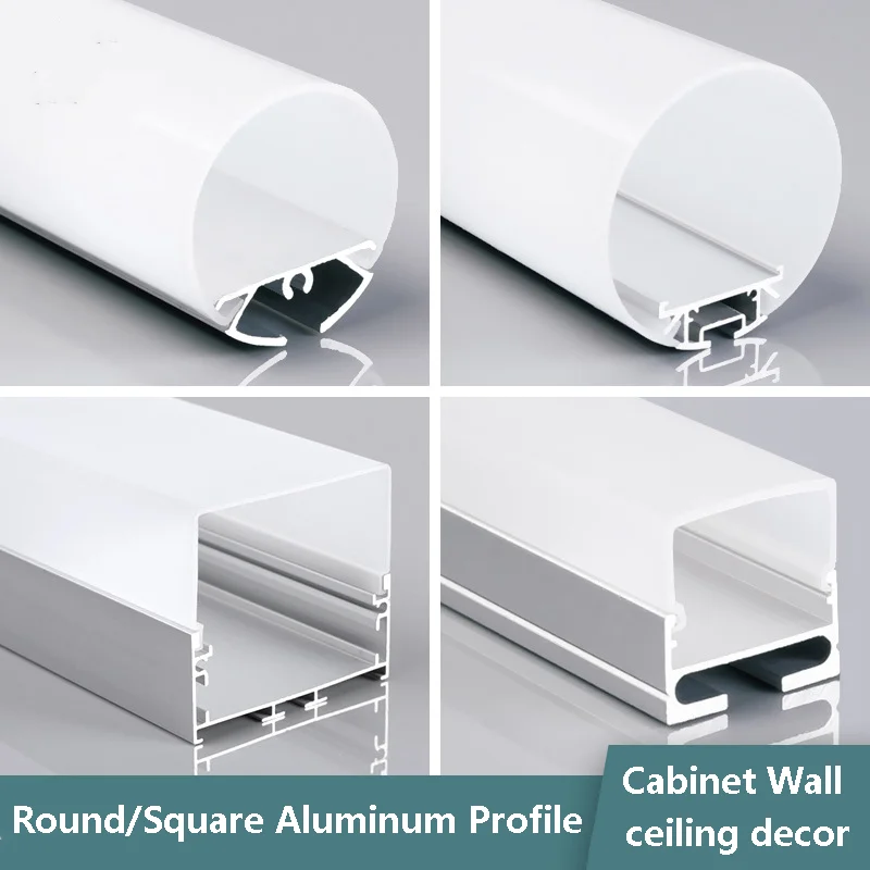 

Round/Square LED Aluminum Profile PC Cover Channel Cabinet Wall Ceiling Decor Three Sided Luminous Linear Hanging Bar Strip Lamp