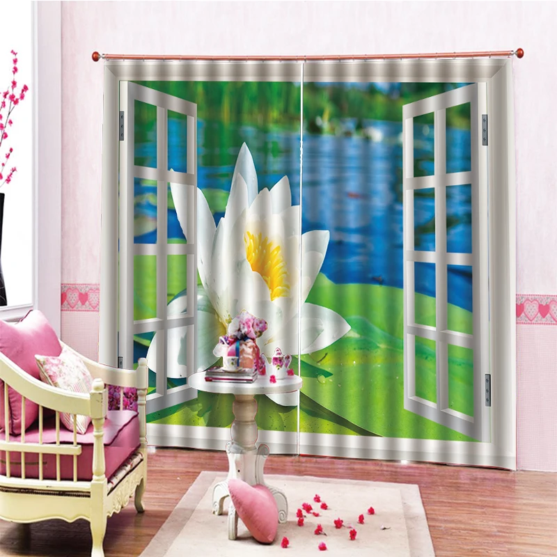 Photo 3D Curtains for Living Room Window green blackout louts curtains 3D Curtains for Living Room Bedding Room