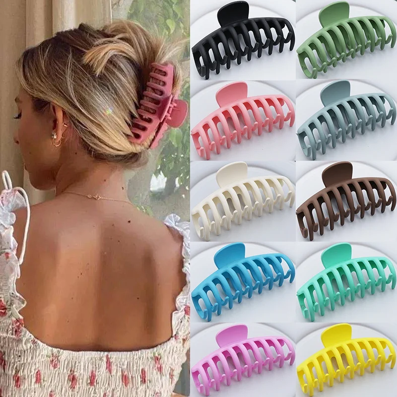 2022 New Large Size Hair Claws for Women Claw Clip Korean Headdress Soild Color Crab Hair Clip Hairpin Fashion Hair Accessories