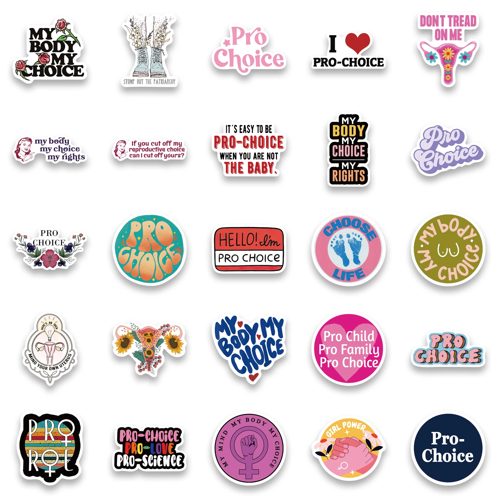 50pcs Pro-Choice Stickers Feminism graffiti Sticker for Girls DIY Luggage Laptop Motorcycle Sticker