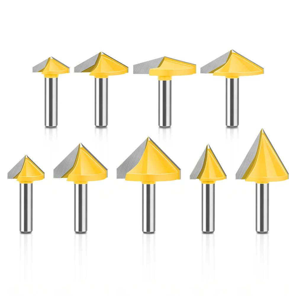 8mm Shank 3D V Type Slotting Cutter for Wood Router Bit  60° 90° 120° 150° Carpentry Tools V Type Milling Cutter 8x32x60 8x38x90